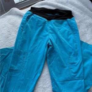 Blue Scrub Pants with Black Waistband